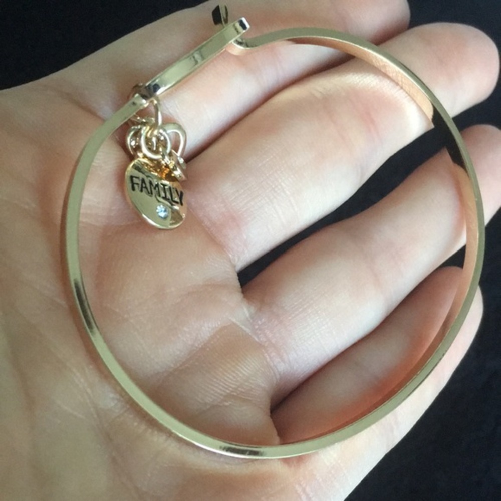 Family Charm Gold Tone Bangle Bracelet - Picture 4 of 6